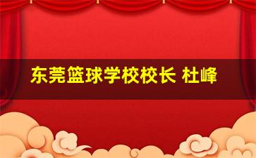 东莞篮球学校校长 杜峰